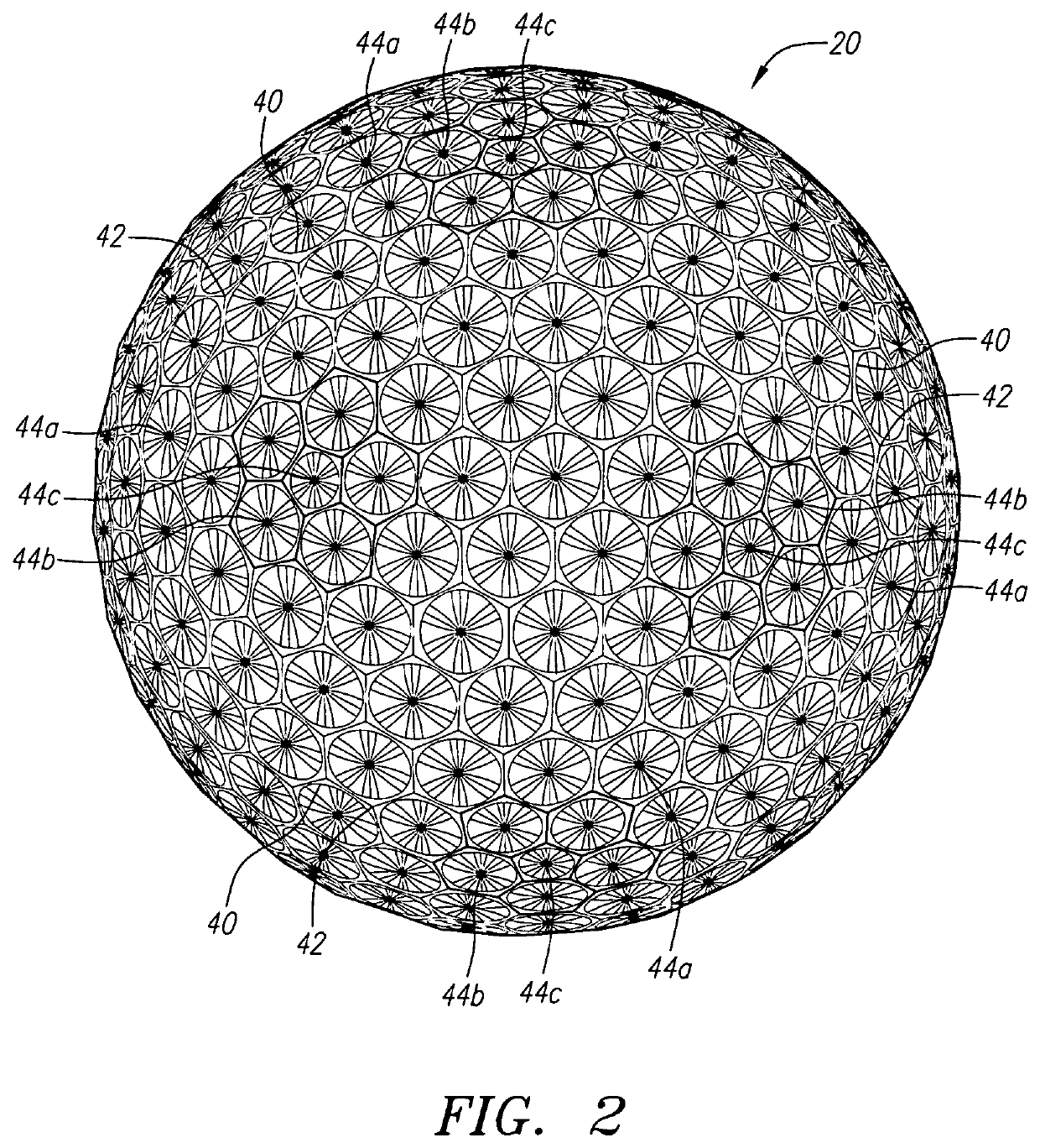 Golf ball having indentations in a lattice structure