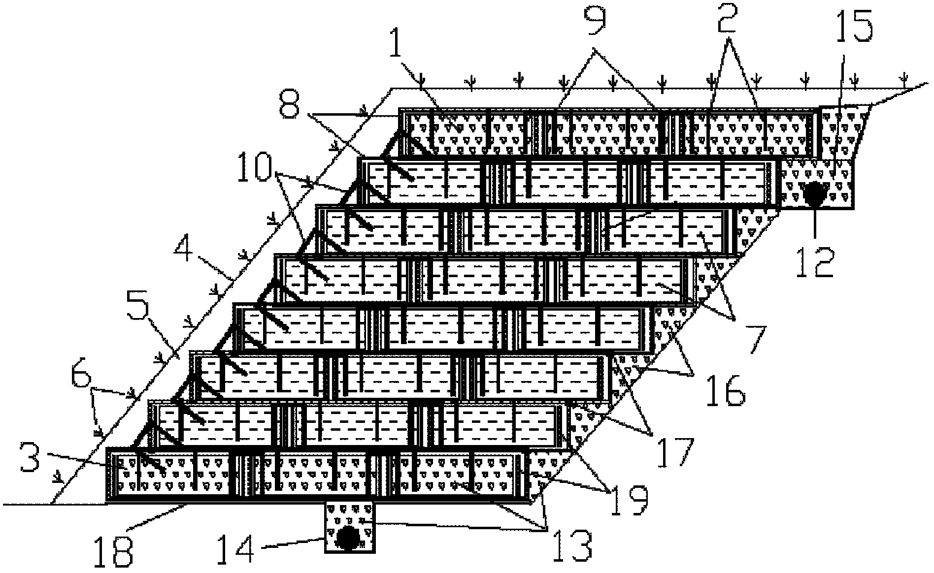 Pre-compacted reinforced soil block flexible supporting structure
