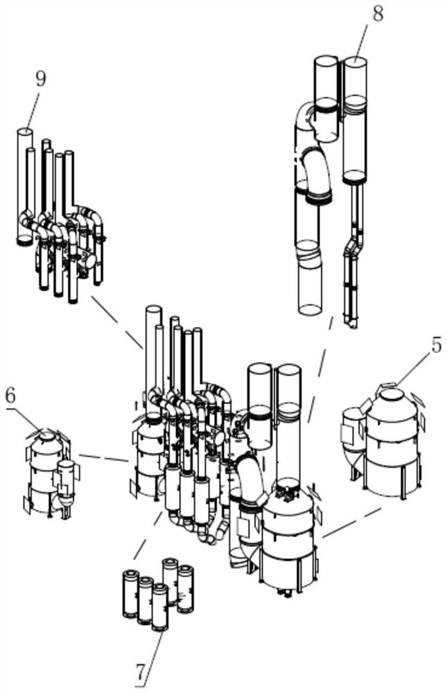 A construction method of a ship's double chimney general section