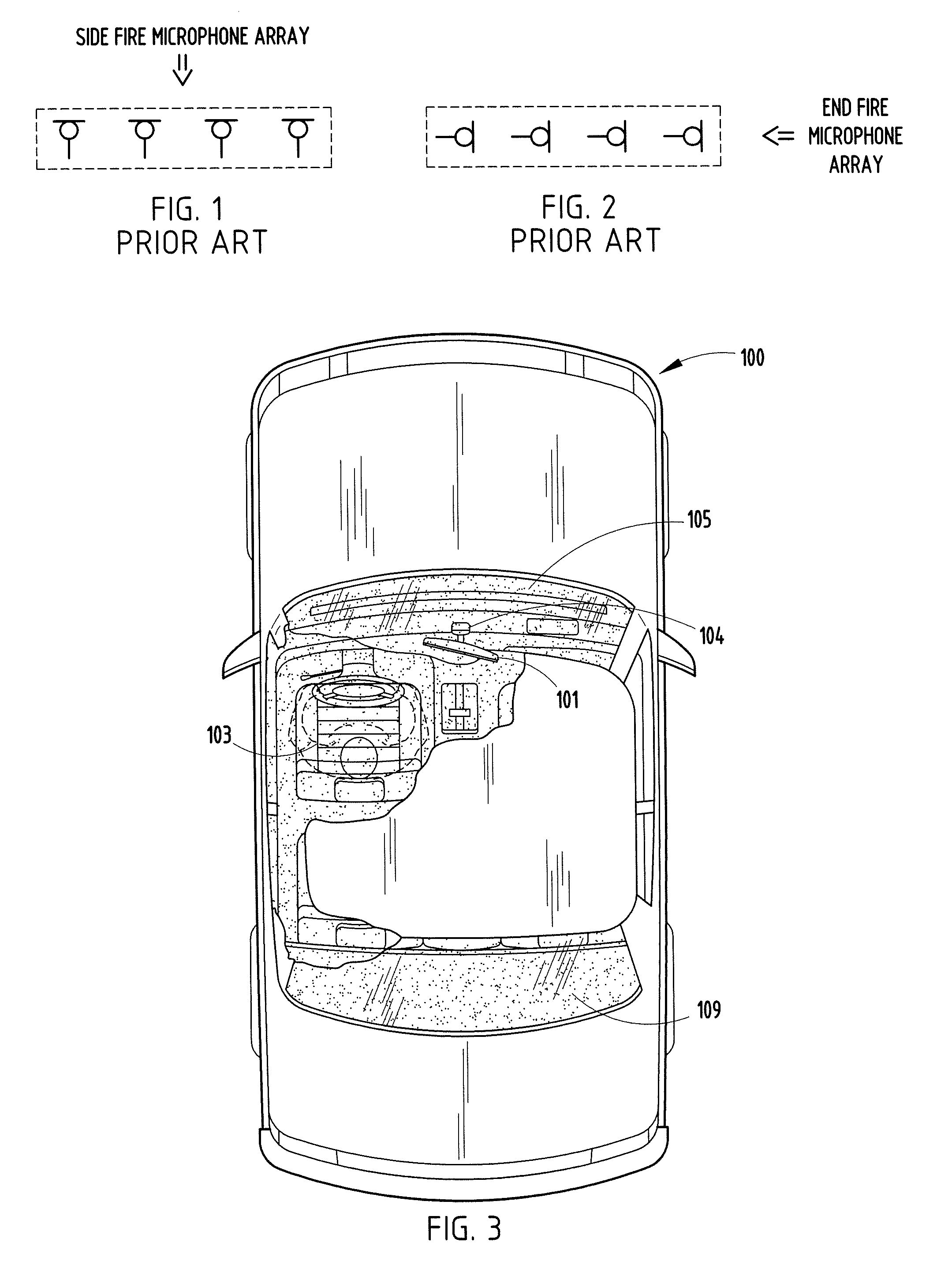Vehicular microphone assembly using fractional power phase normalization