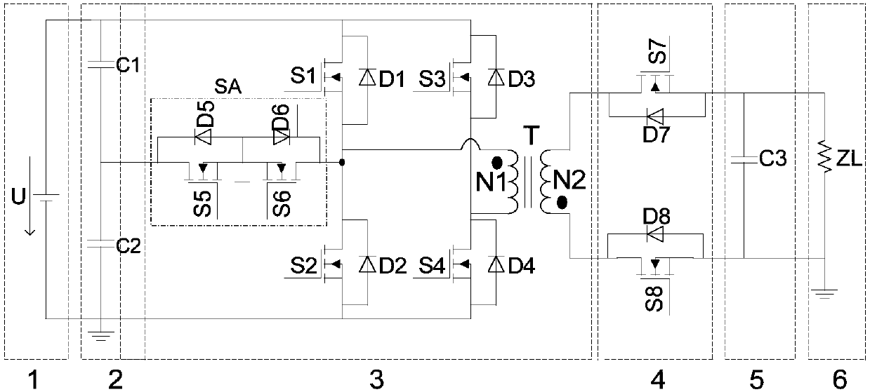 High-frequency isolation type three-level inverter