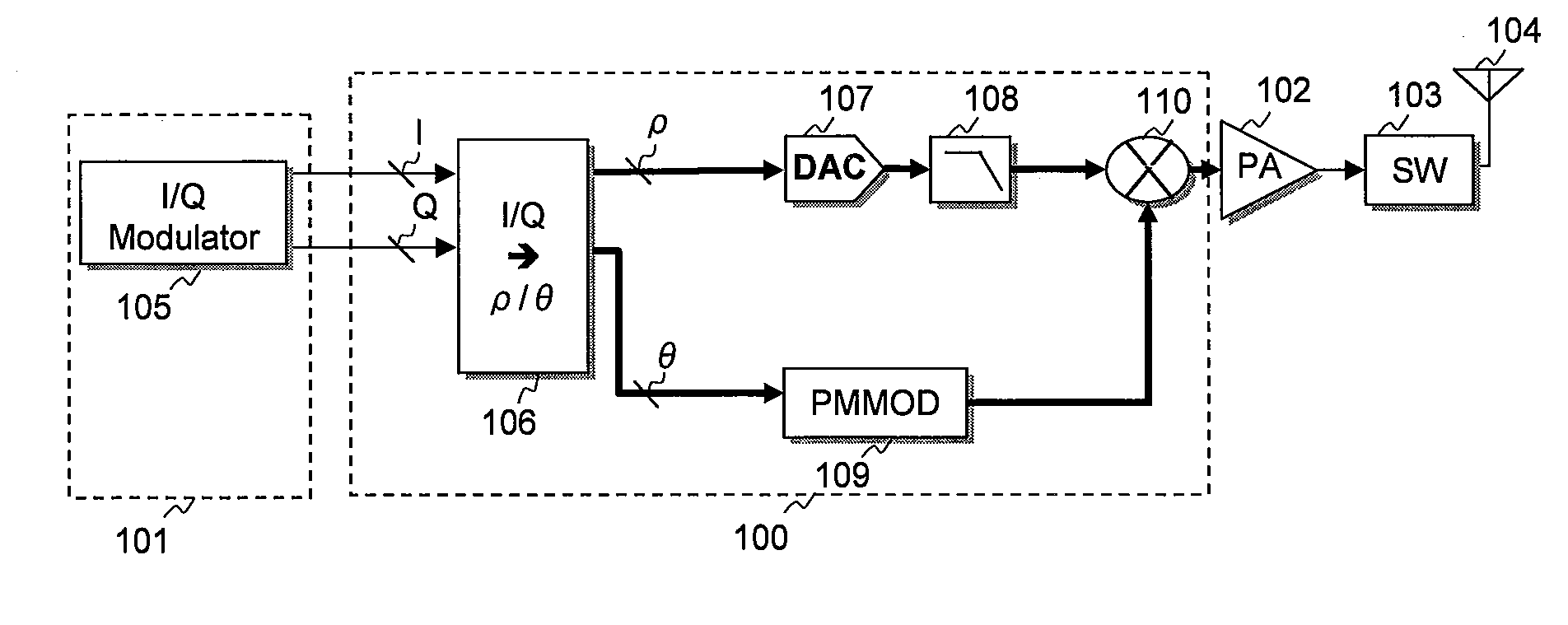 Transmitter and semiconductor integrated circuit available for it