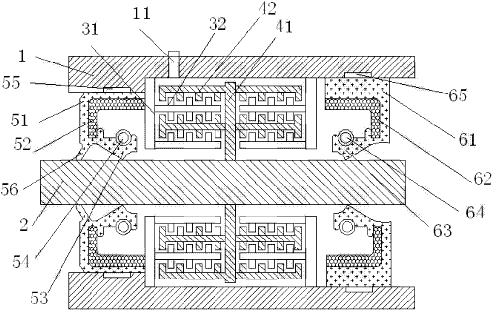 Liquid labyrinth sealing part shaped like Chinese character "fei"