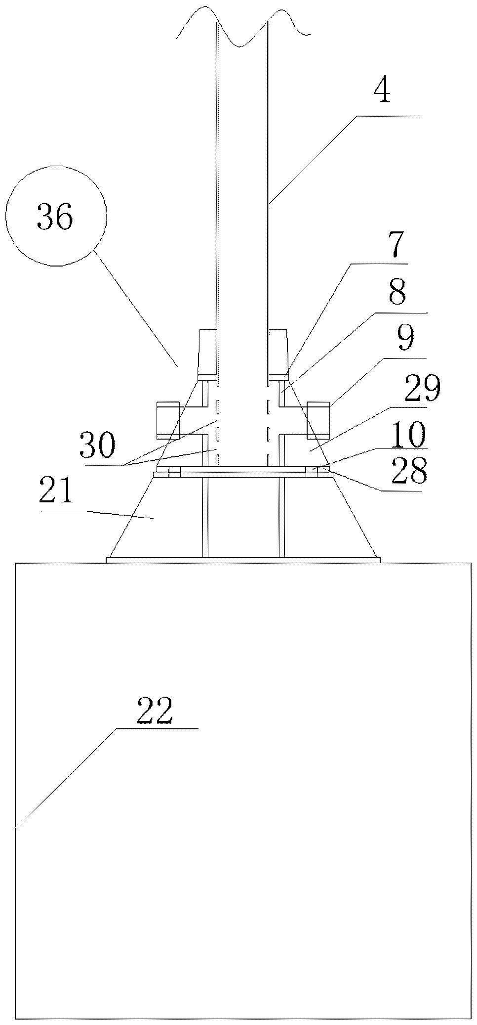 A truss support structure member pipe and its overlapping method