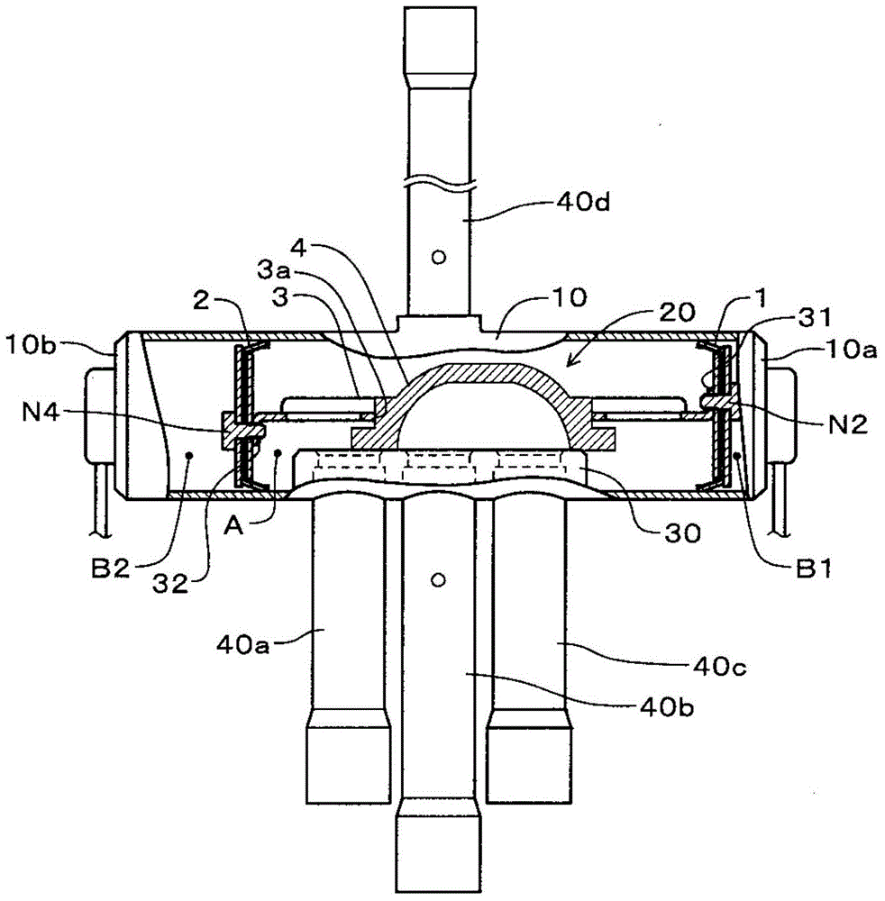 Welding method of the four-way switching valve and the fixing screw of the four-way switching valve