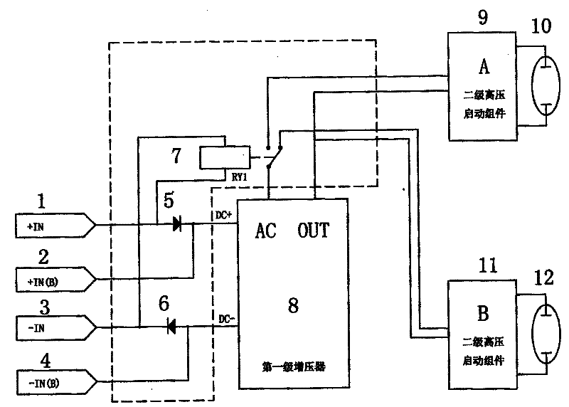 Controller for detachable one-master-driving-two vehicle xenon lamp stabilizing device
