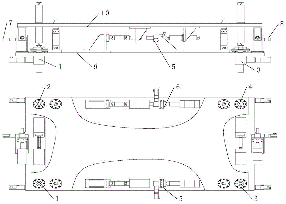 Large six-component measurement and angle-variable support device