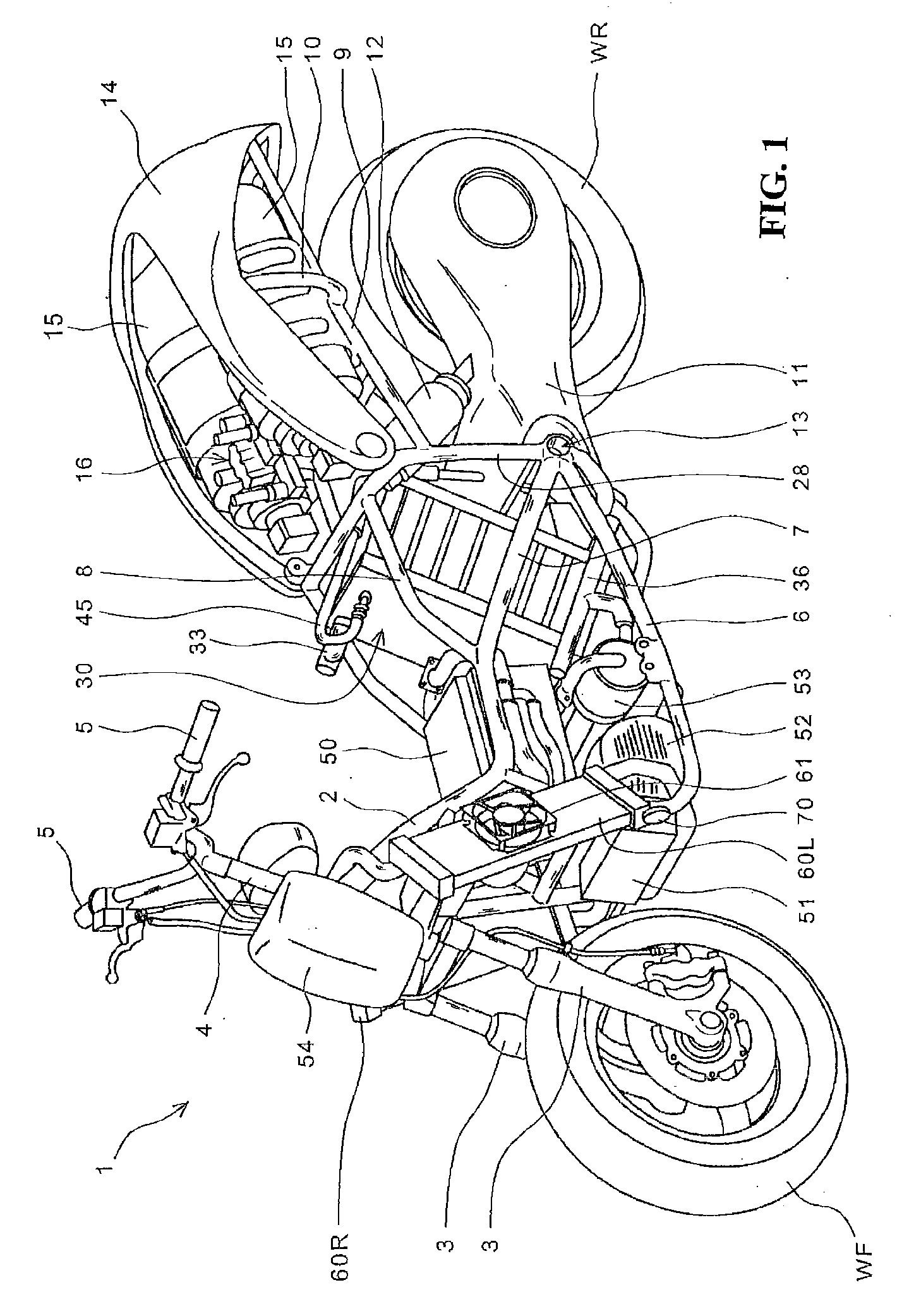 Saddle ride, fuel cell powered vehicle