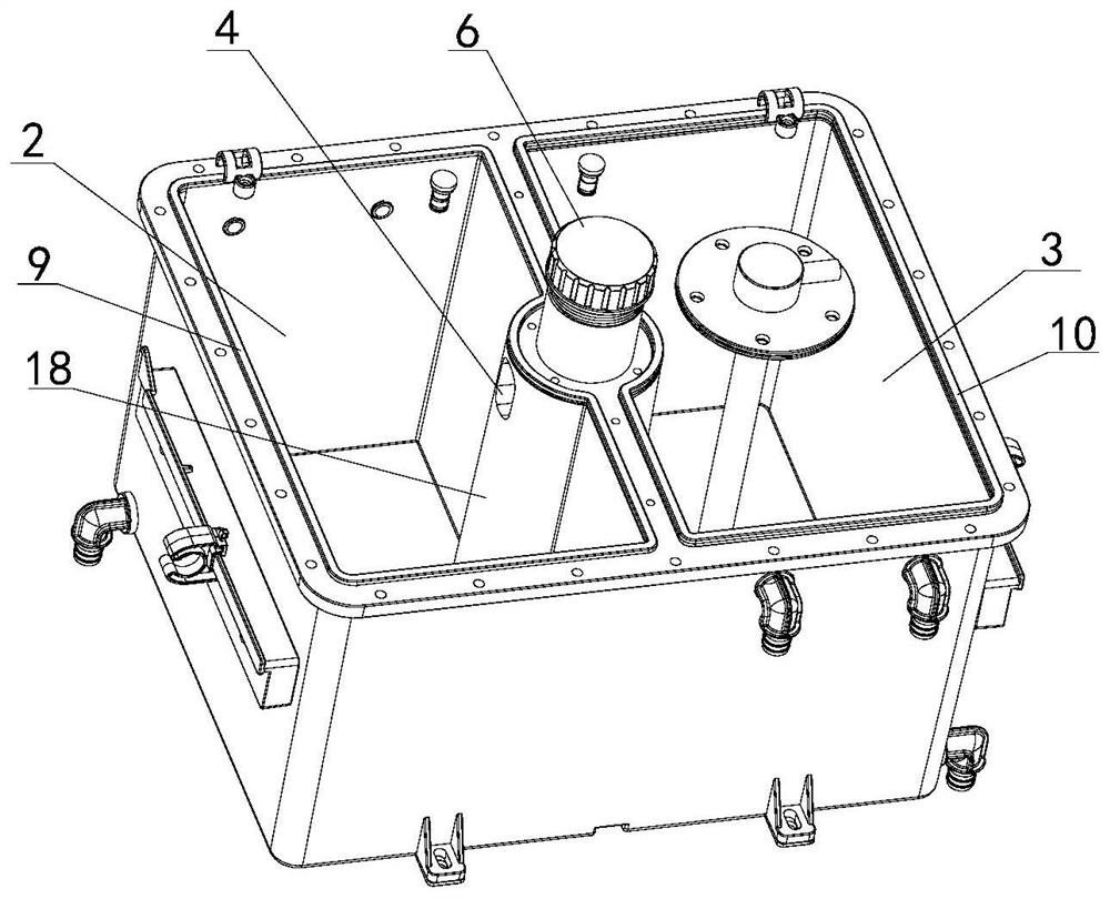 Water tank for realizing single-water-replenishing and double-air-outlet functions of oxyhydrogen machine