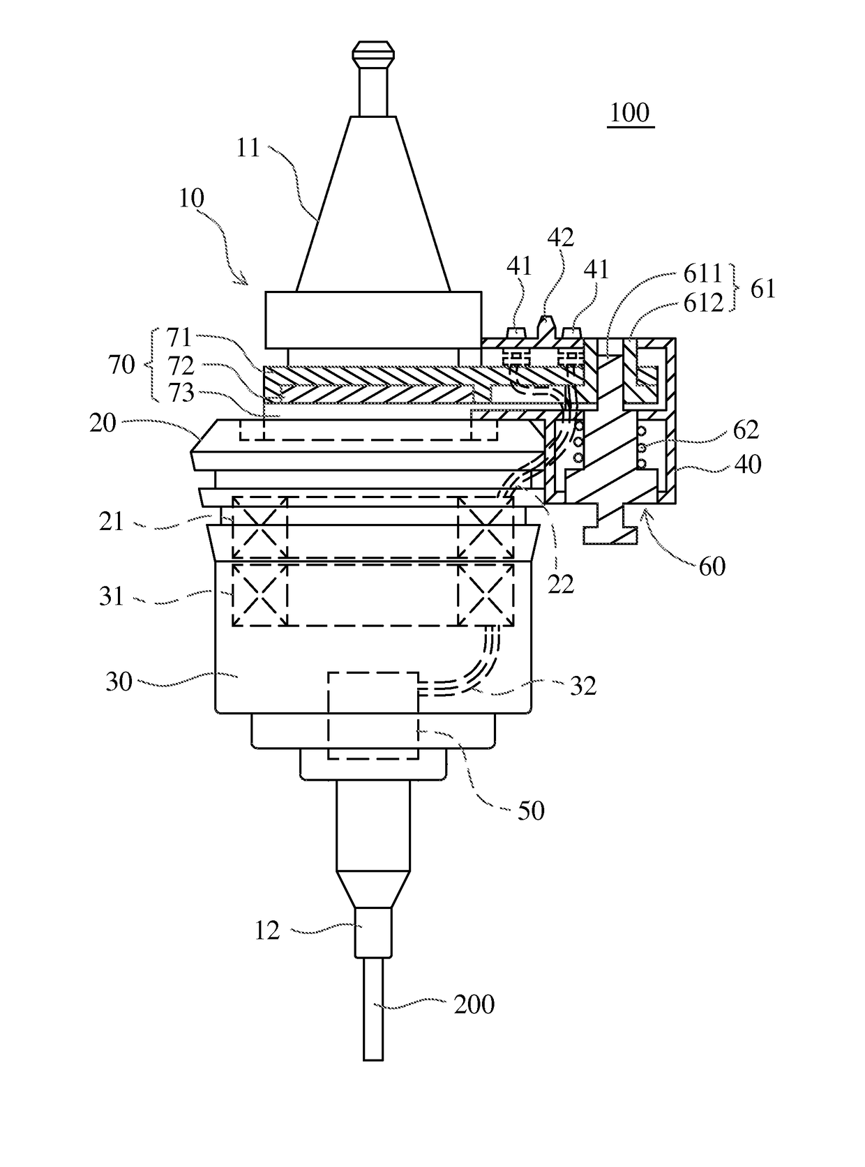 Electricity supply tool holder for machining center