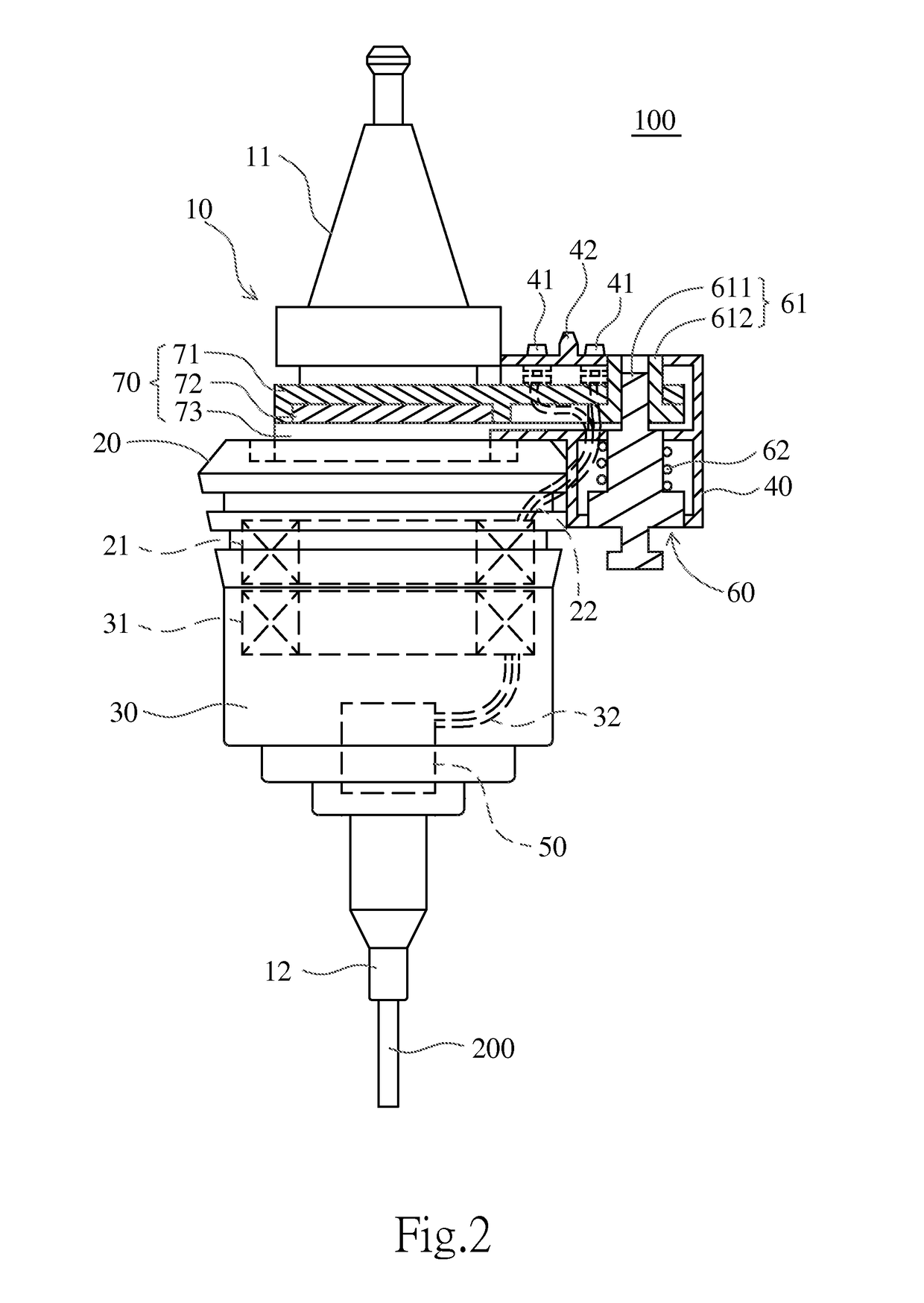 Electricity supply tool holder for machining center