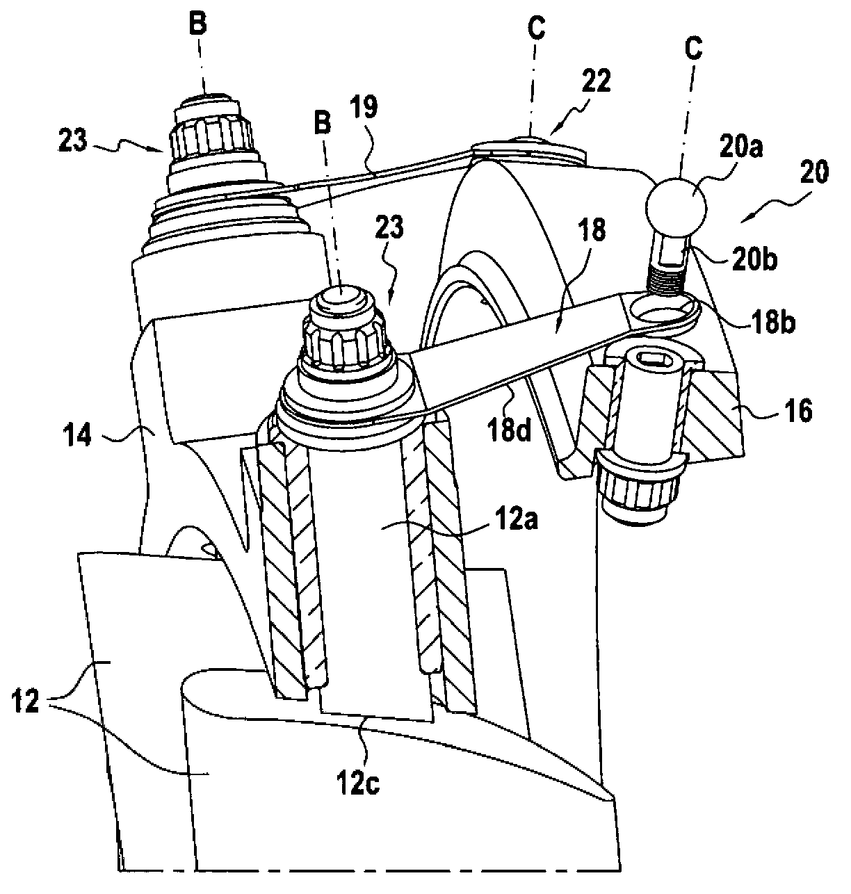 Device for controlling pivoting blades of a turbine engine
