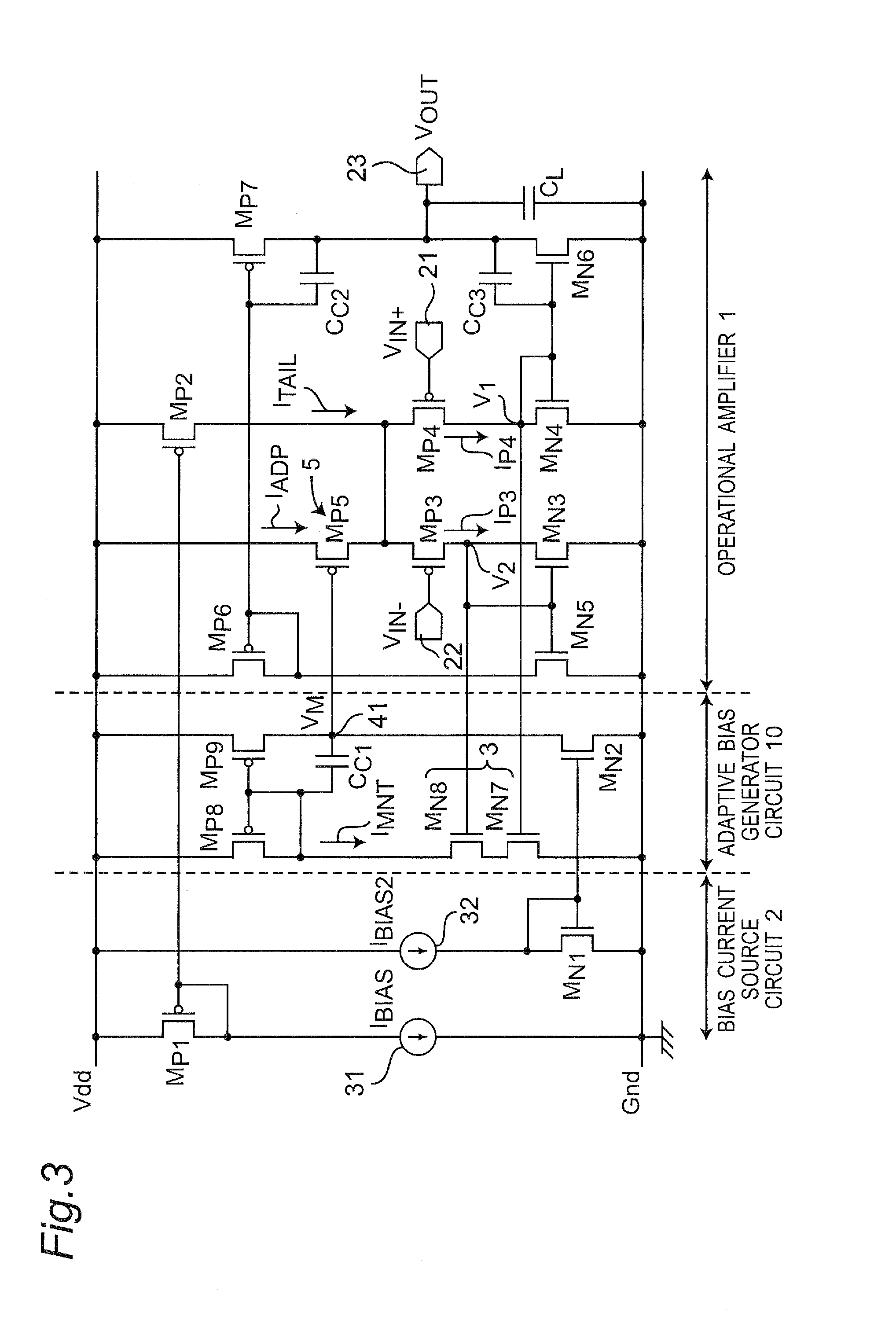 Differential amplifier circuit with ultralow power consumption provided with adaptive bias current generator circuit