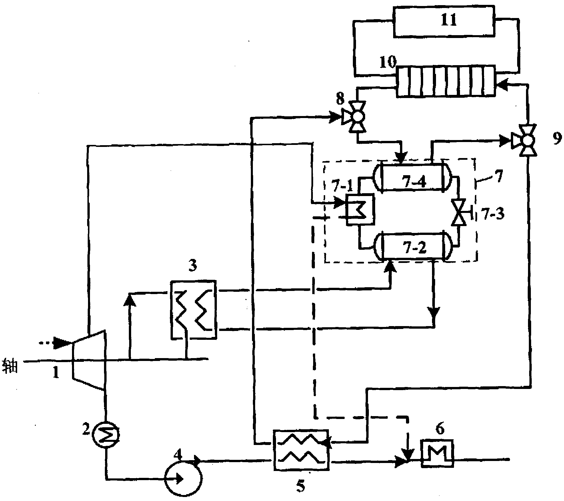 Heating system and method by using power plant steam turbine bearing cooling water through heat pump