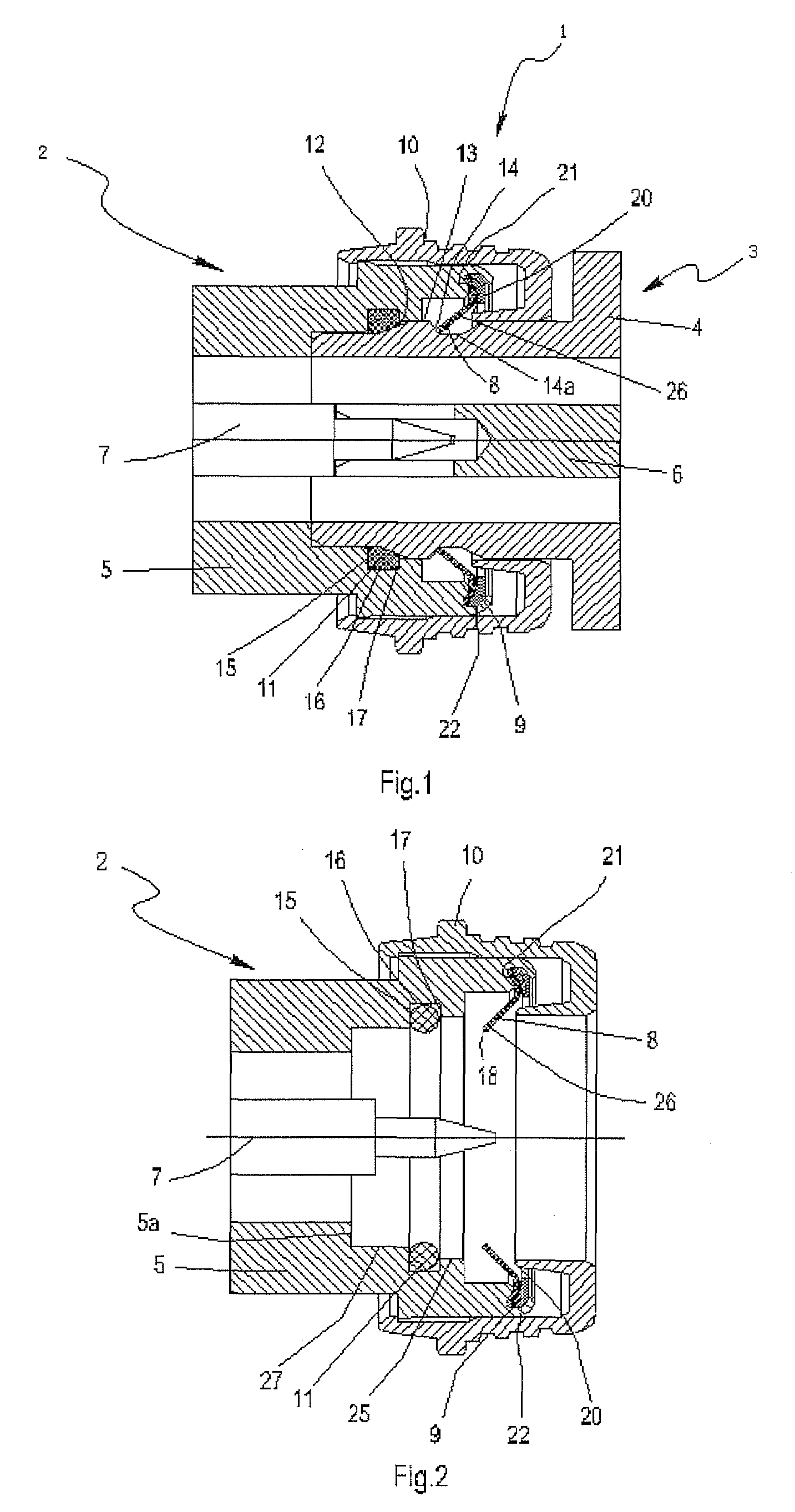 Electrical connector with self-locking by snap-fastening