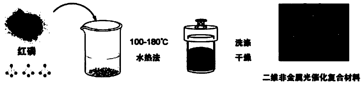 Two-dimensional nonmetal photocatalytic composite and preparation method and application thereof