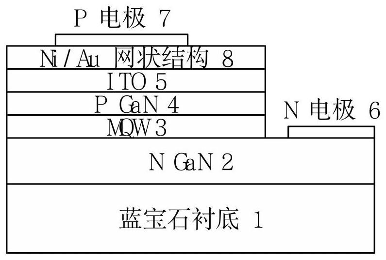 Light-emitting diode with latticed metal film and preparation method thereof