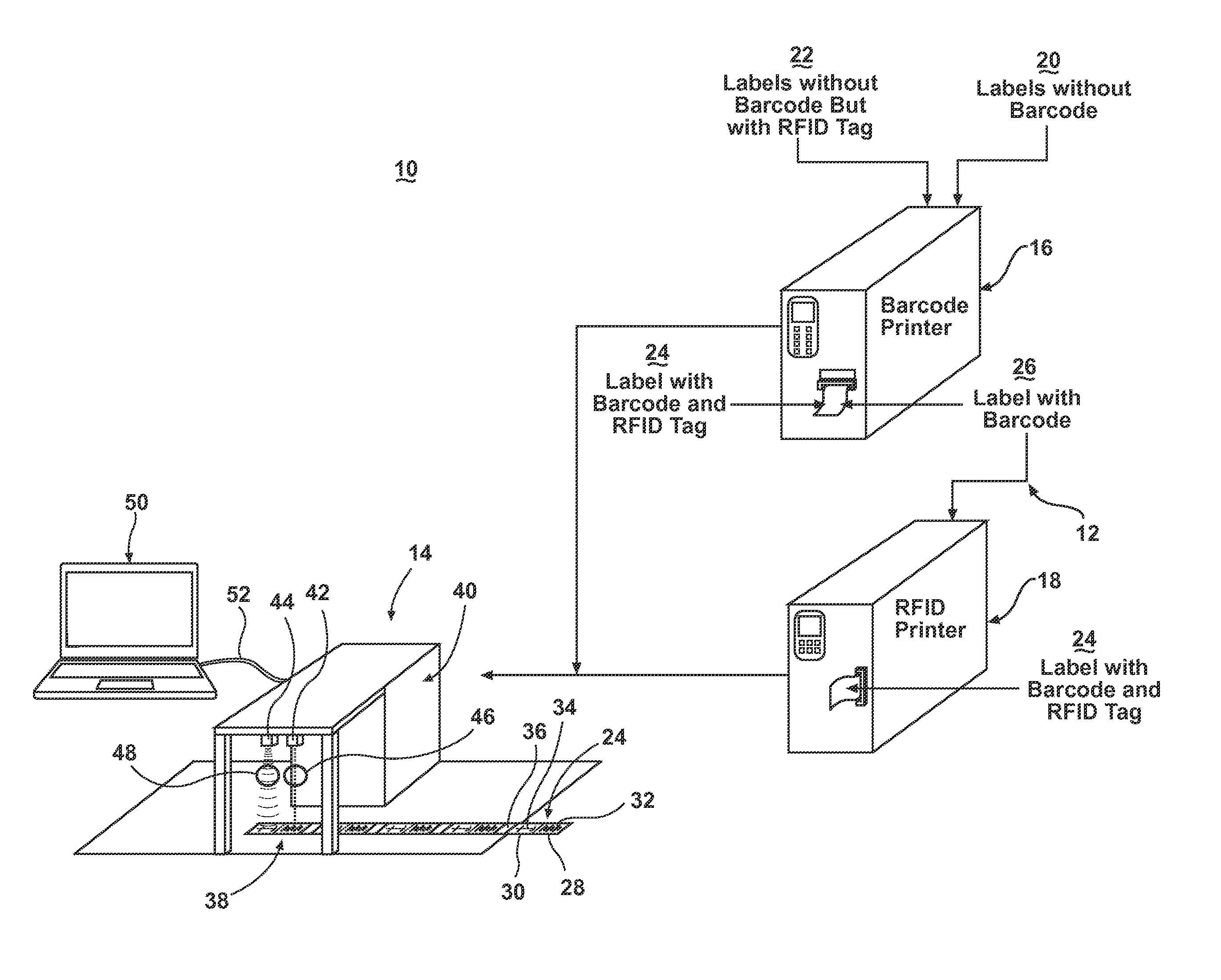 System for associating RFID tag with upc code, and validating associative encoding of same