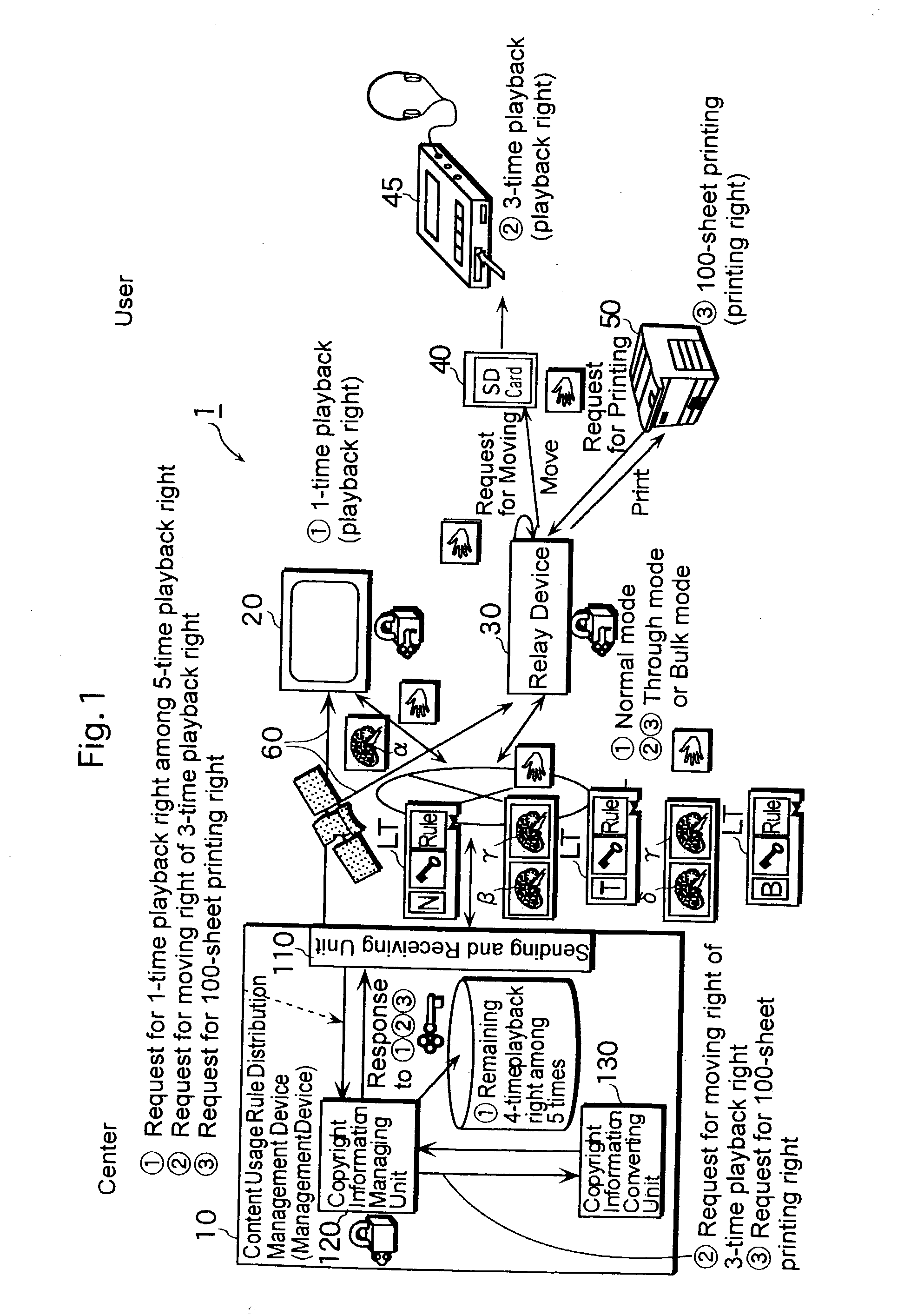 License management system, license management device, relay device and terminal device