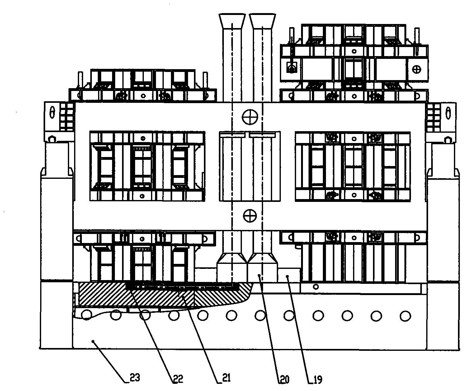 Water cooling die casting process of polygonal steel ingots, and water cooling die casting device