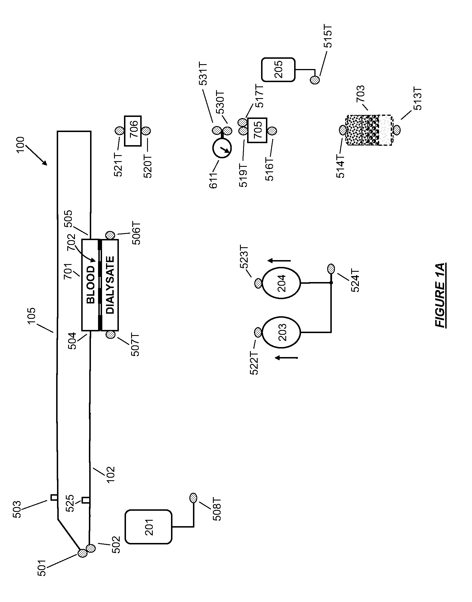 Sodium and buffer source cartridges for use in a modular controlled compliant flow path