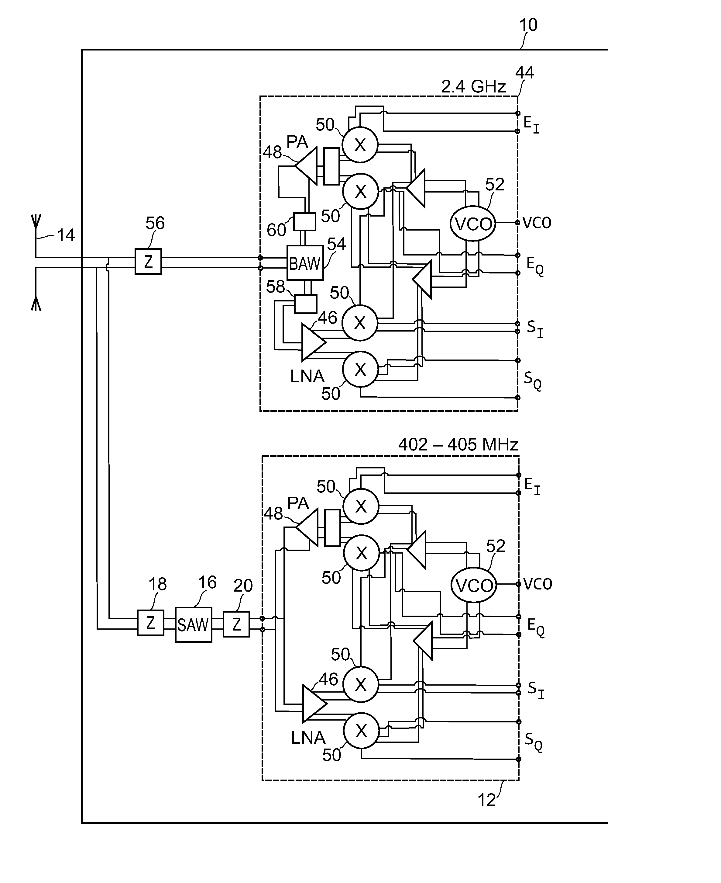 RF telemetry for an active medical device such as an implant or programmer for an implant