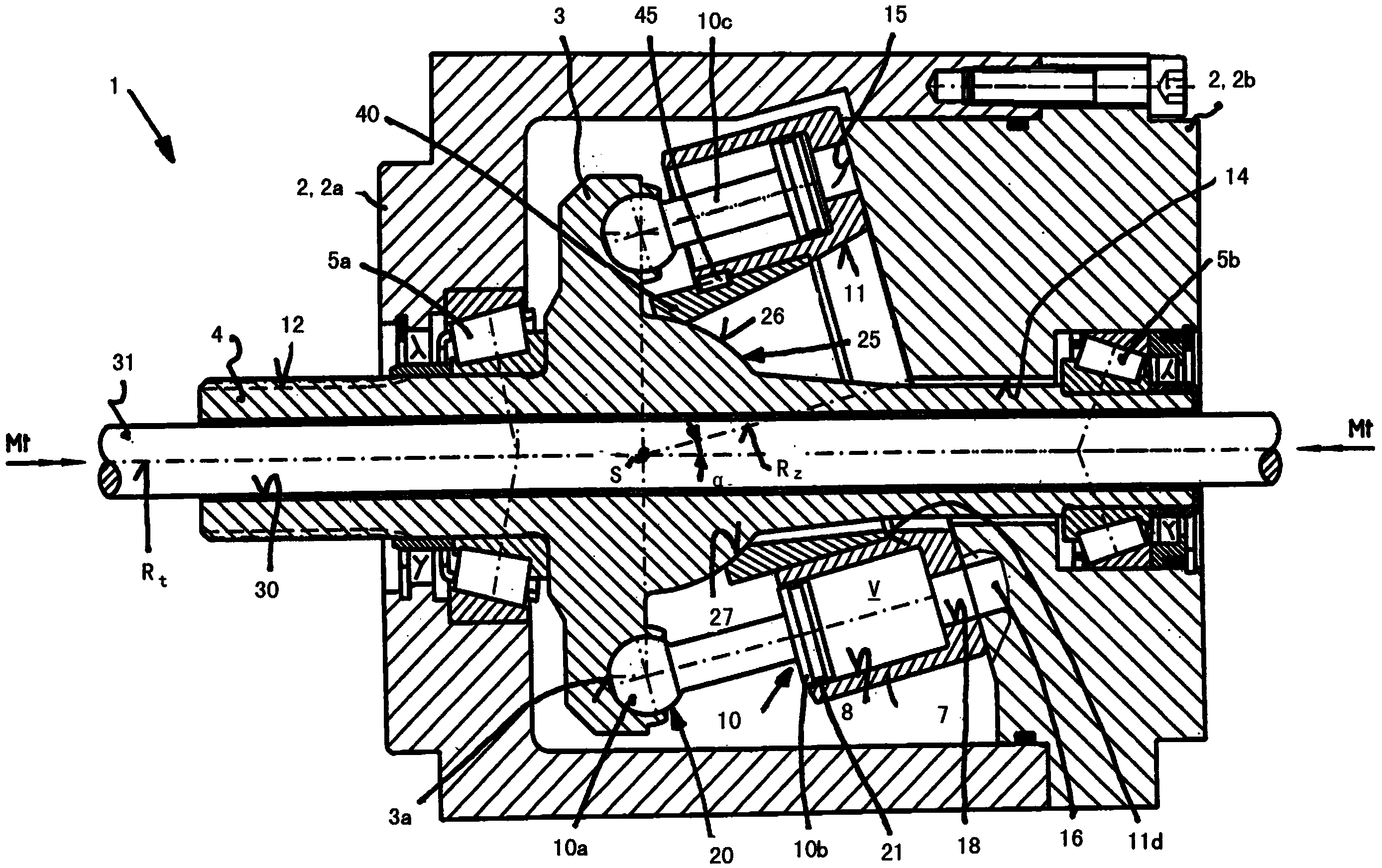 Hydrostatic axial piston machine utilizing a bent-axis construction
