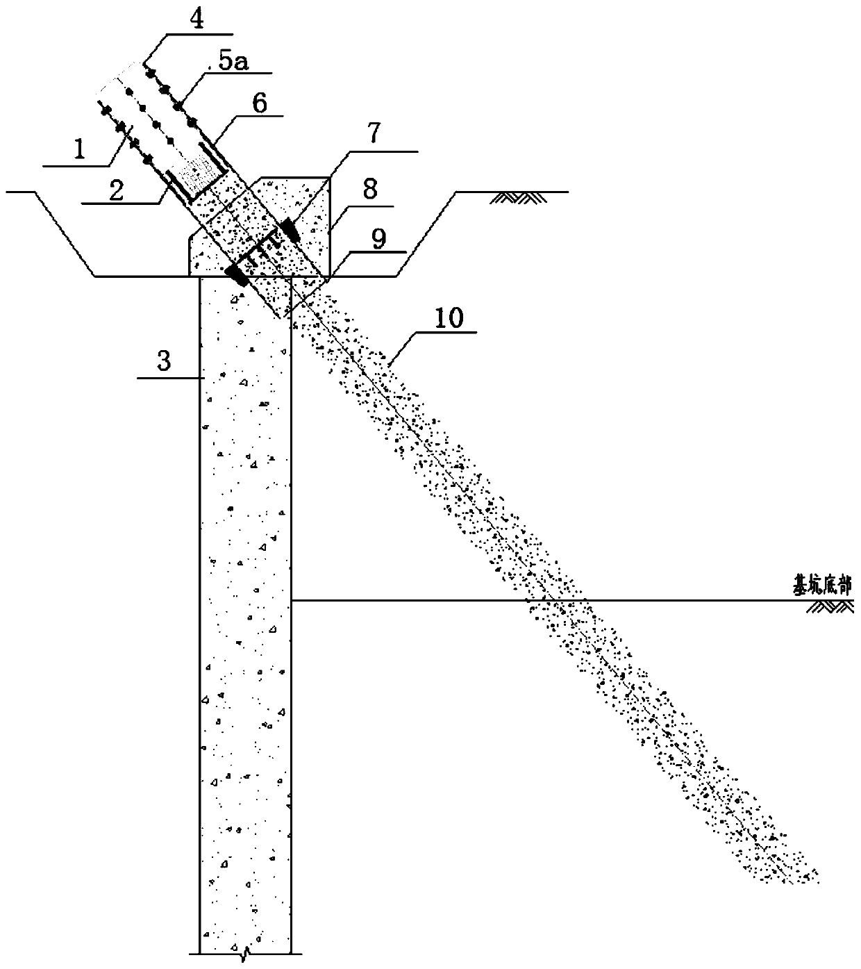 End embedded type prestressed inclined pile and construction method thereof