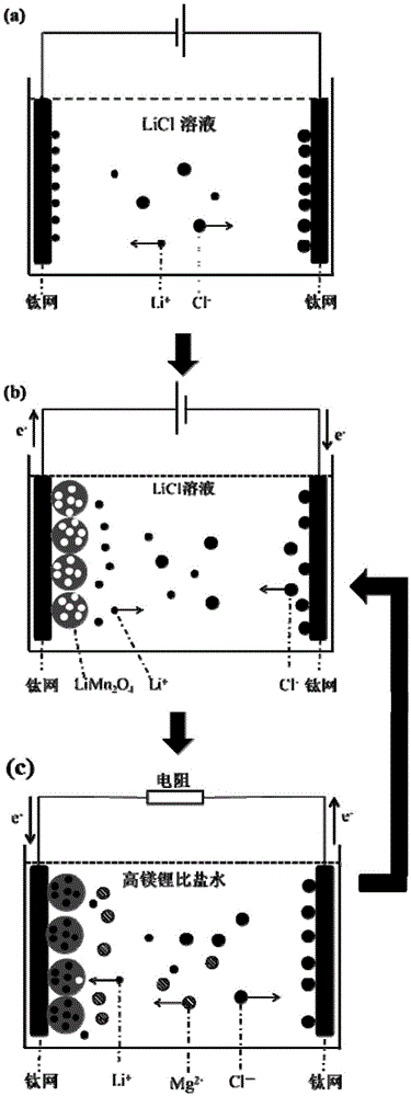 Method for extracting lithium salt from high magnesium-lithium ratio saline water in electrochemical way