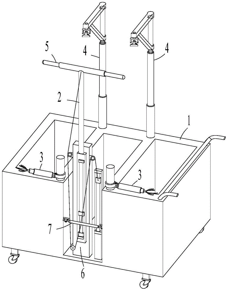 A pulley combination lifting type quilt changing machine