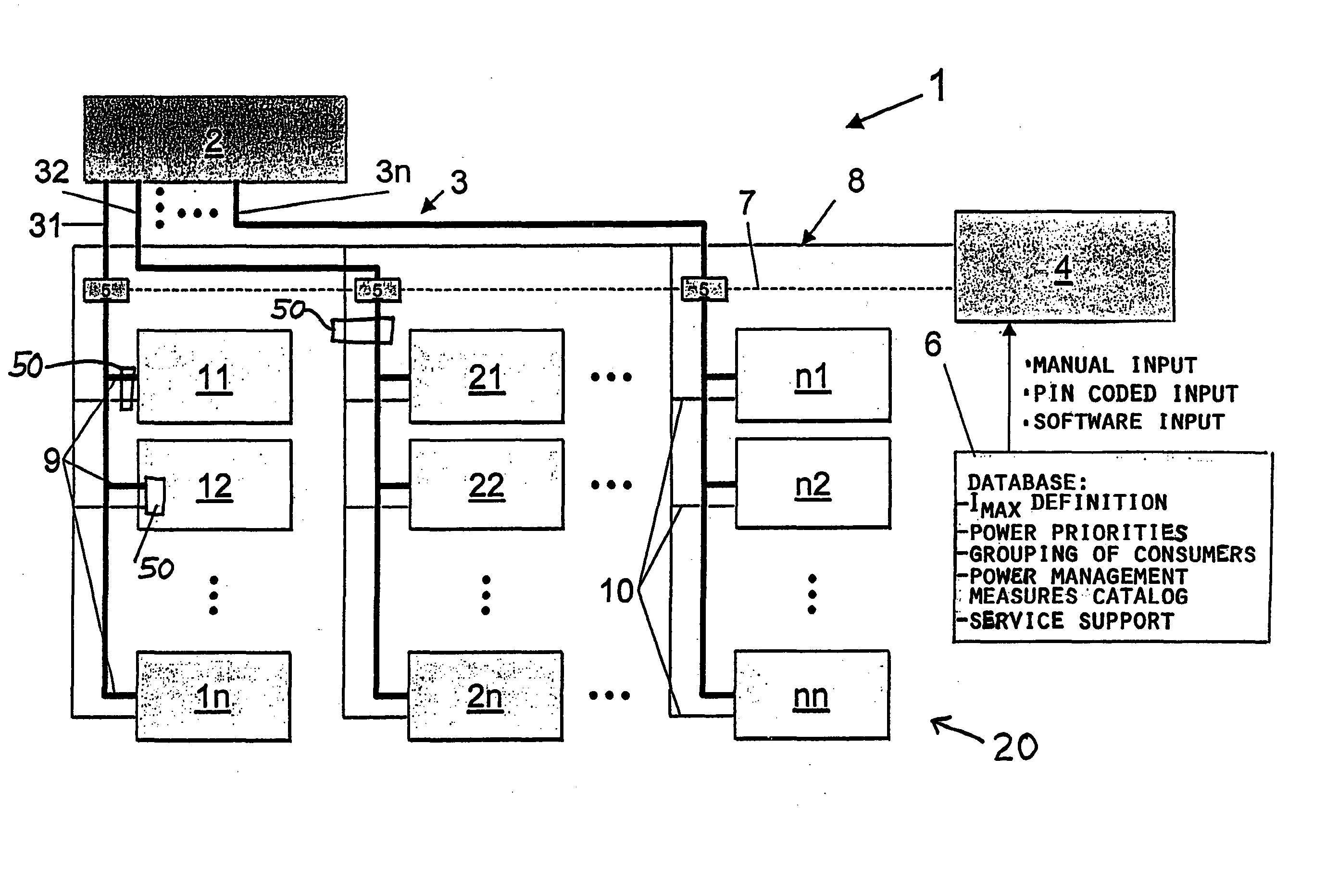 Intelligent power distribution management for an on-board galley of a transport vehicle such as an aircraft