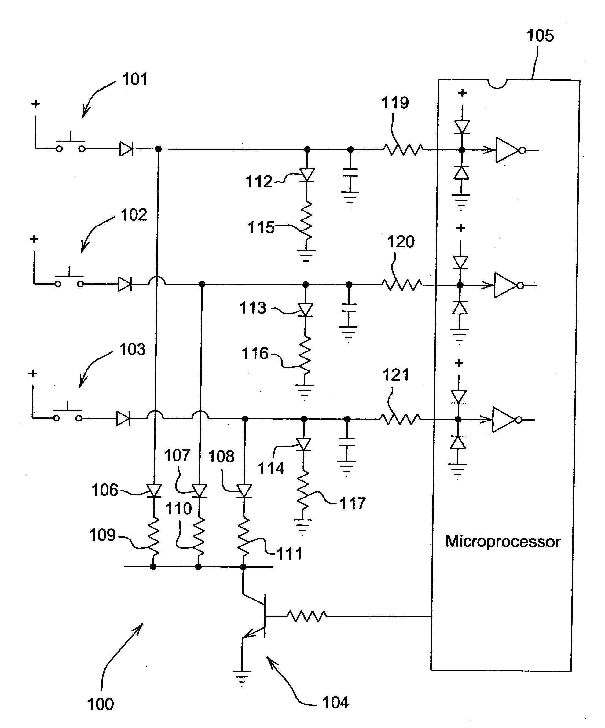 Input circuit to reject water in switches