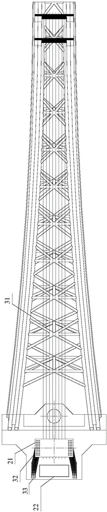 Deck type arch bridge unbalanced horizontal rotation system and rotation construction method