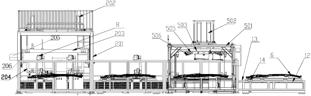 Automobile ceiling automatic assembly line