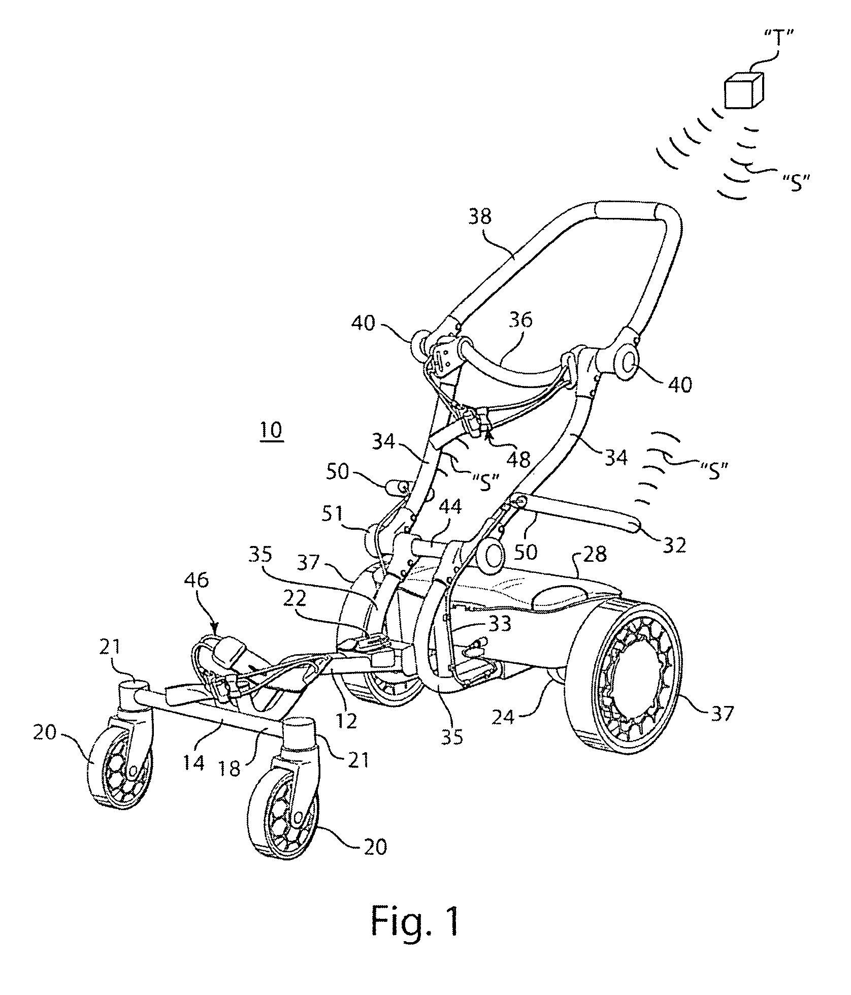 Foldable cart with rear guidance arrangement