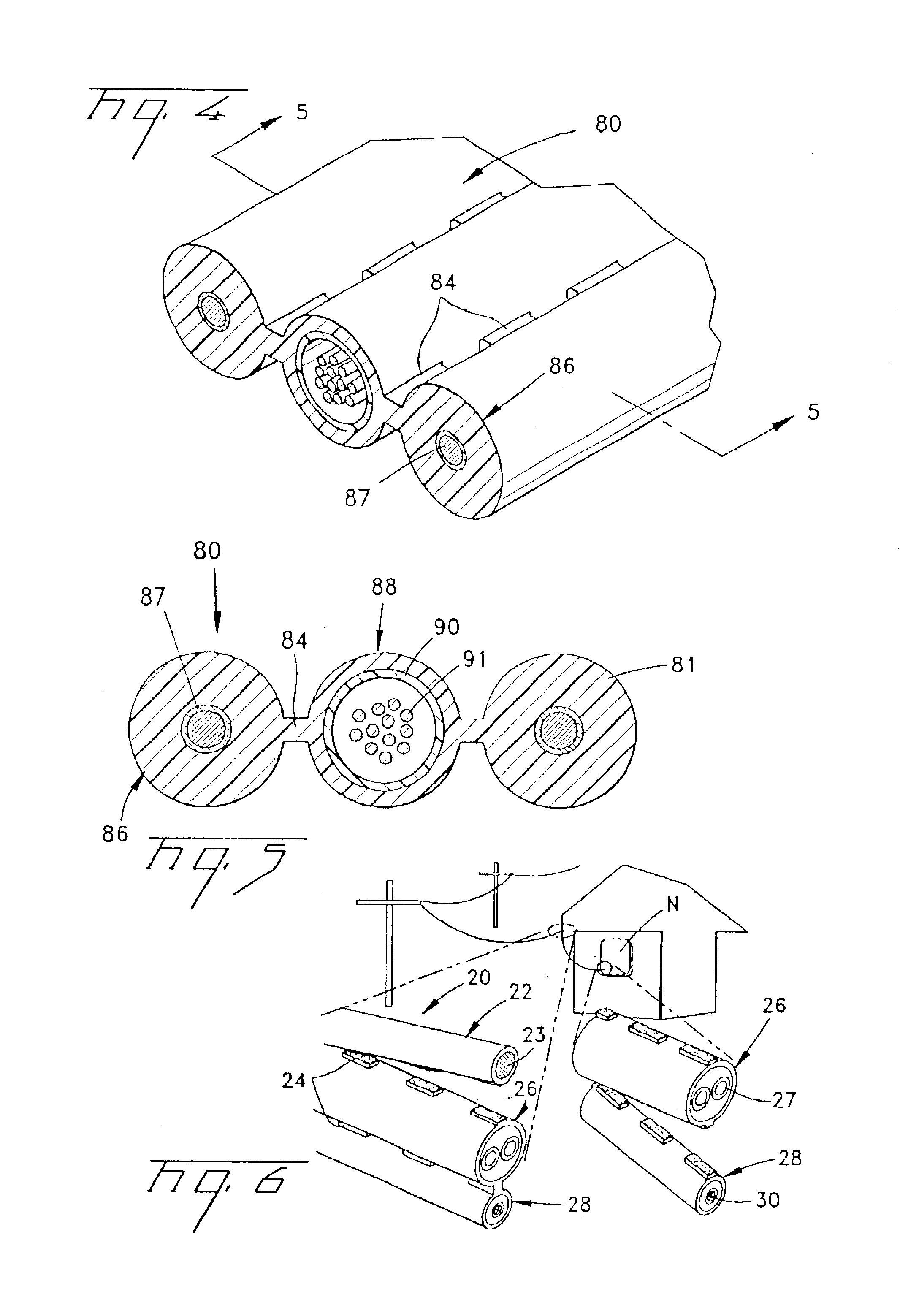 Self-supporting cables and an apparatus and methods for making the same