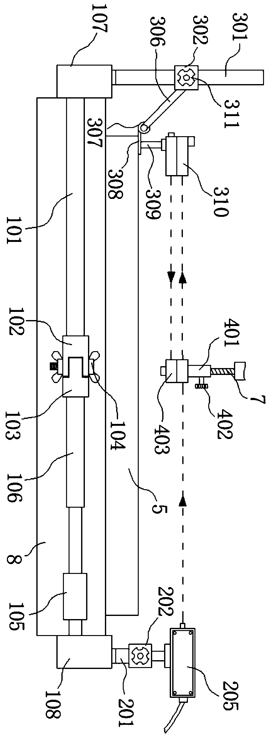 Cantilever type laser light path calibration device