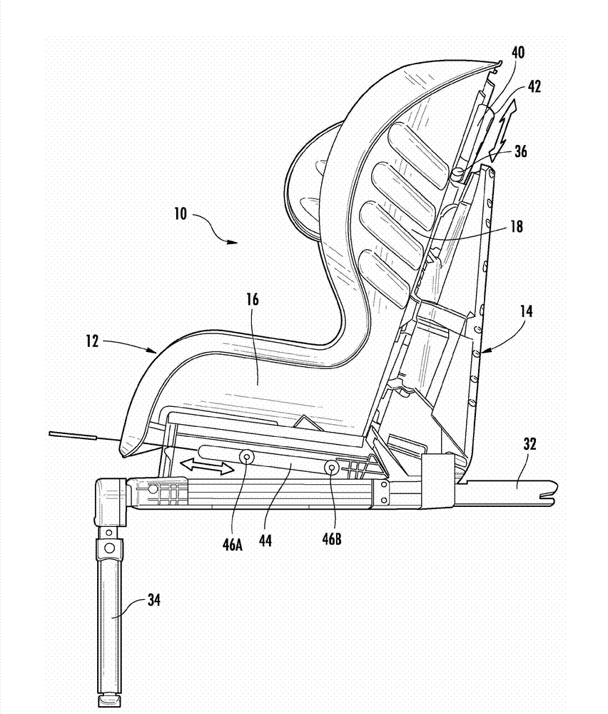 Crash indication system for a reclining ride down child seat