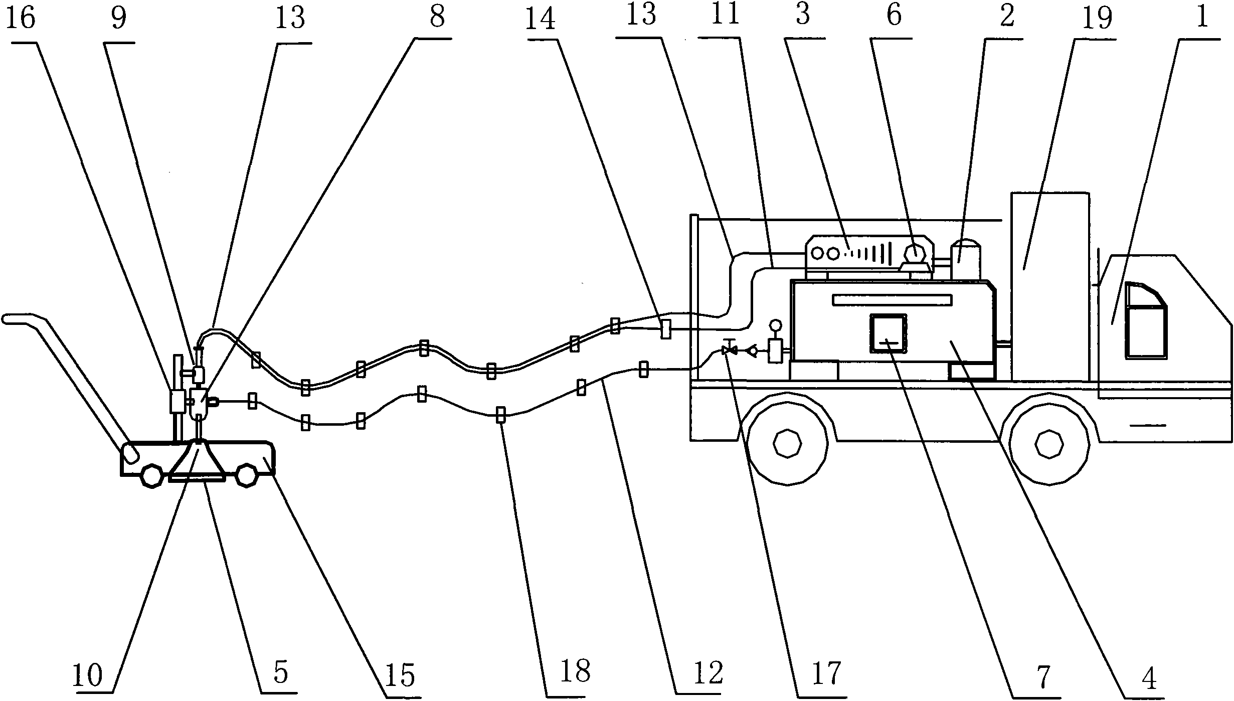 Vehicle-mounted eddy strong pulse resonant jet cleaning device