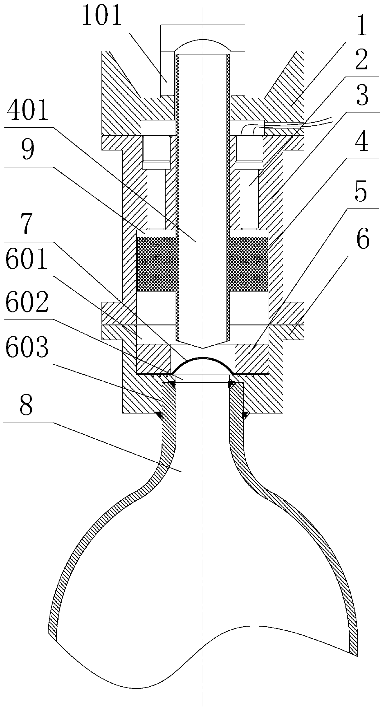 Quick-opening valve and prepared explosion suppressor applying quick-opening valve