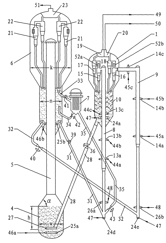 Catalytic cracking method and device employing double lift pipes