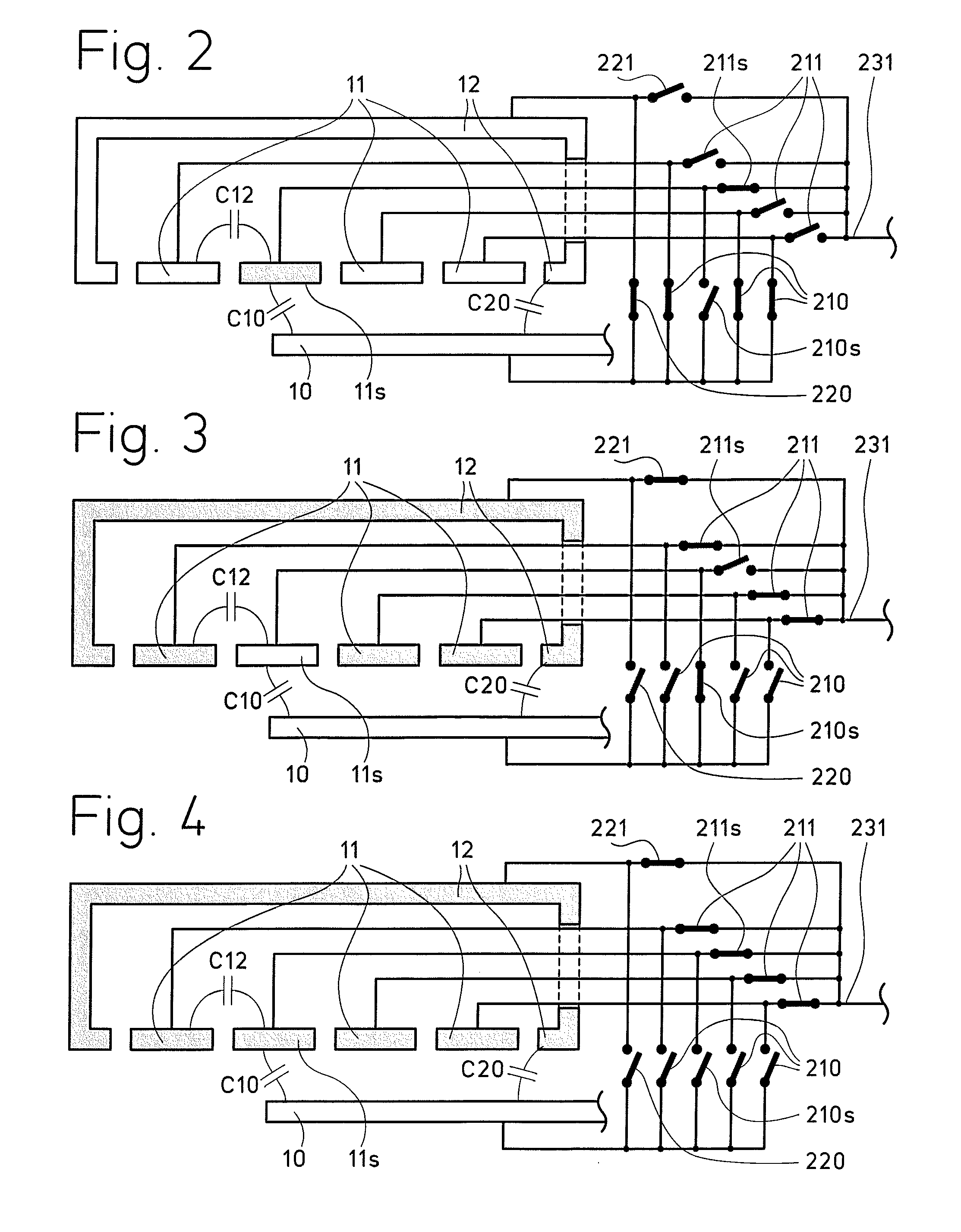 Position sensing device and method using self-capacitance