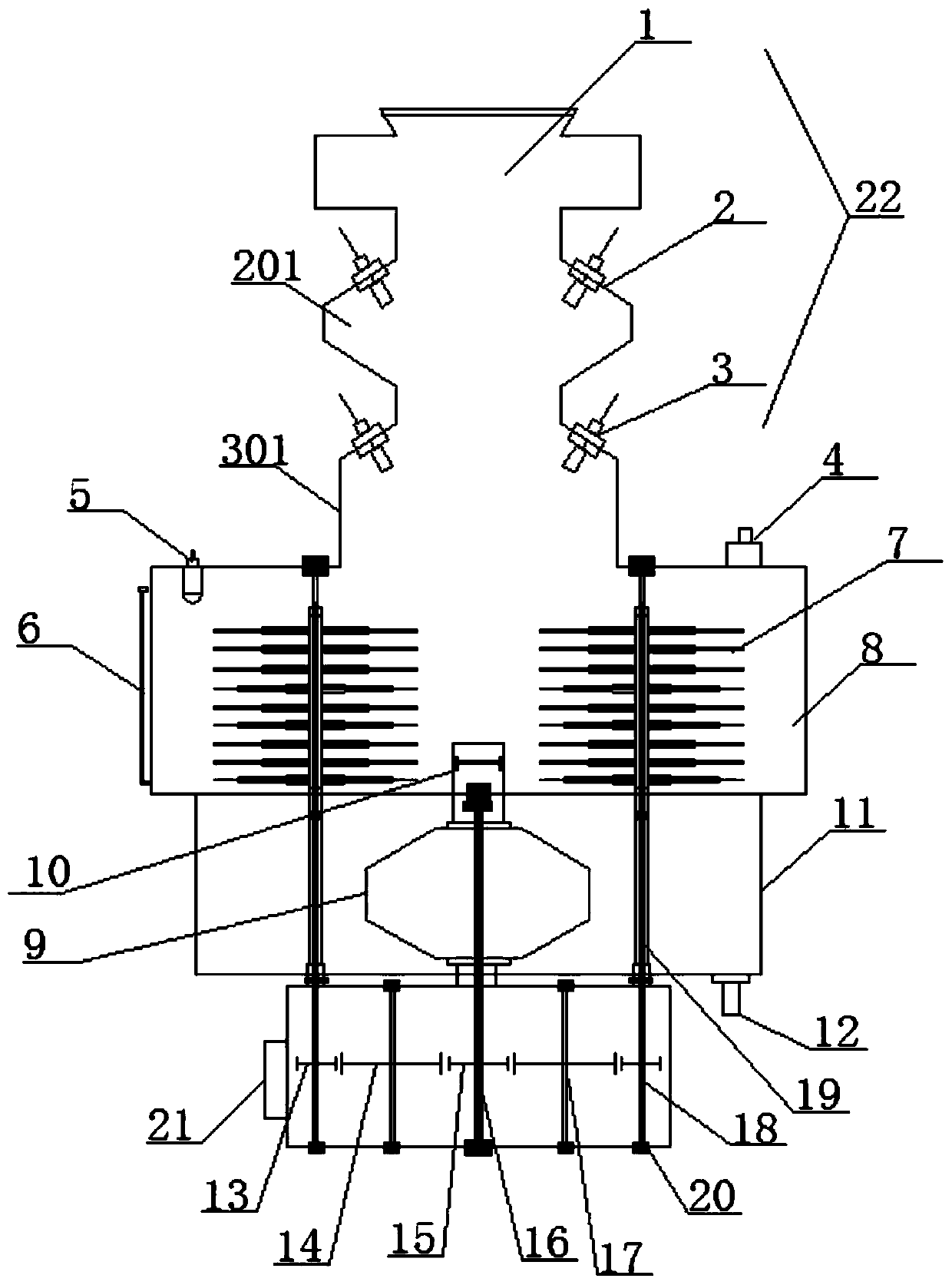 A production device and production method of ultra-fine glass fiber cotton integrated with centrifugal blowing and beating