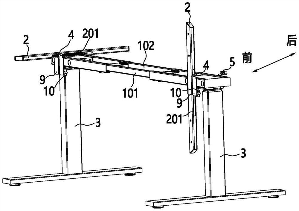 Self-locking overturning and lifting table frame and table