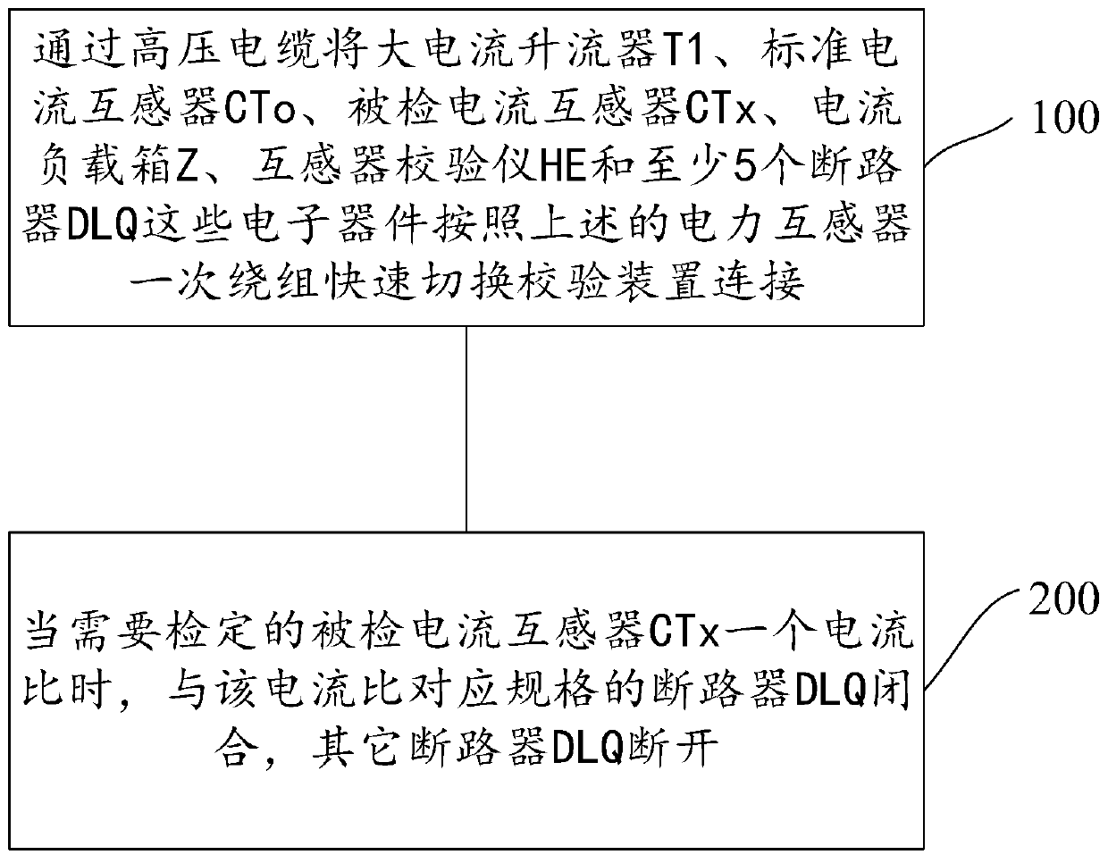 Rapid switching verification device and method for power transformer primary winding