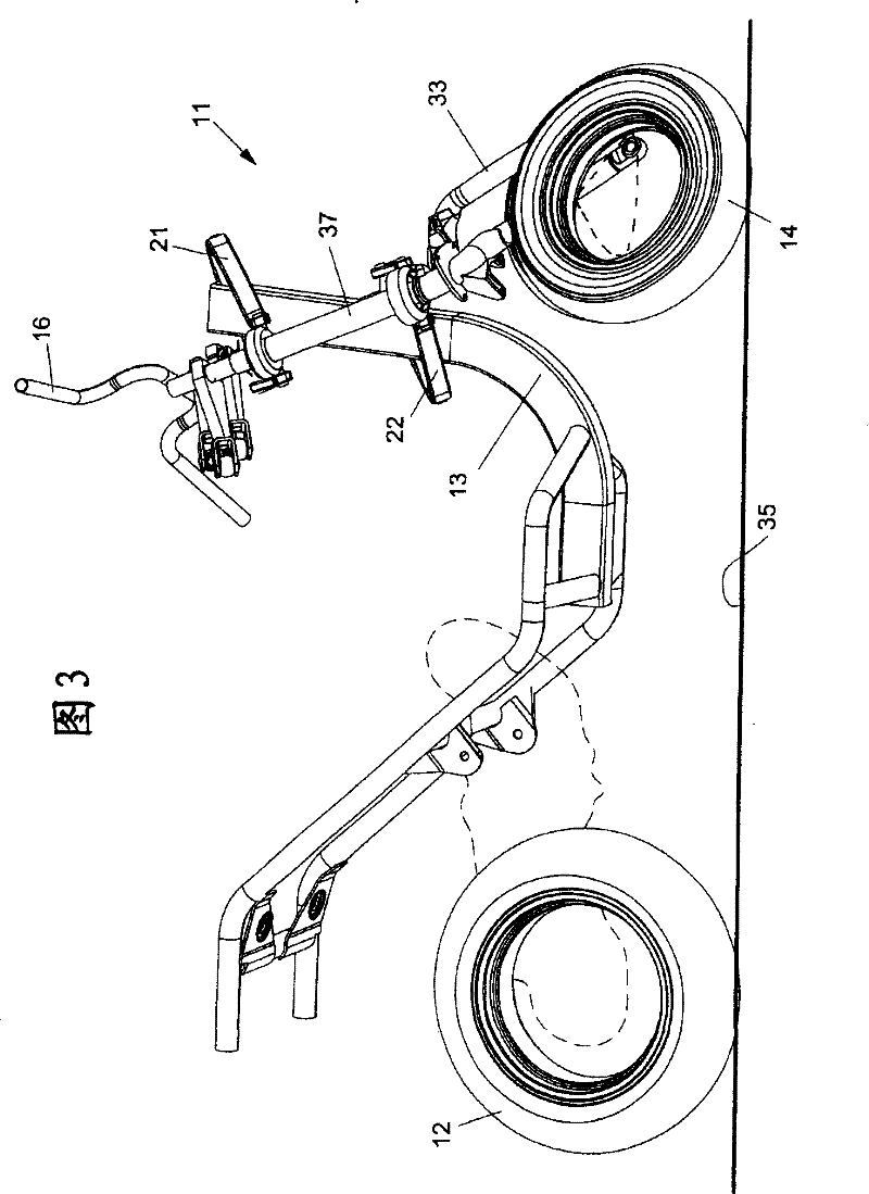 Three-wheel rolling vehicle with front two-wheel steering