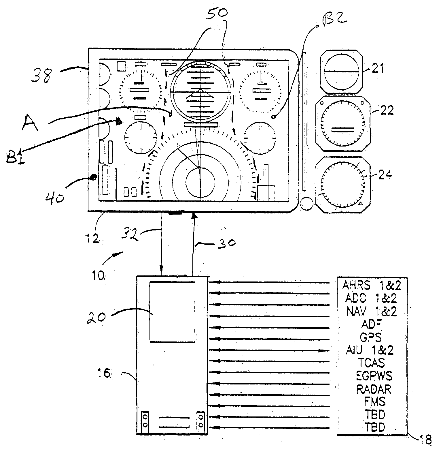 Method and apparatus for facilitating ease of viewing and interpretation of data concurrently presented to the flight crew on a multifunction flat panel display in an aircraft