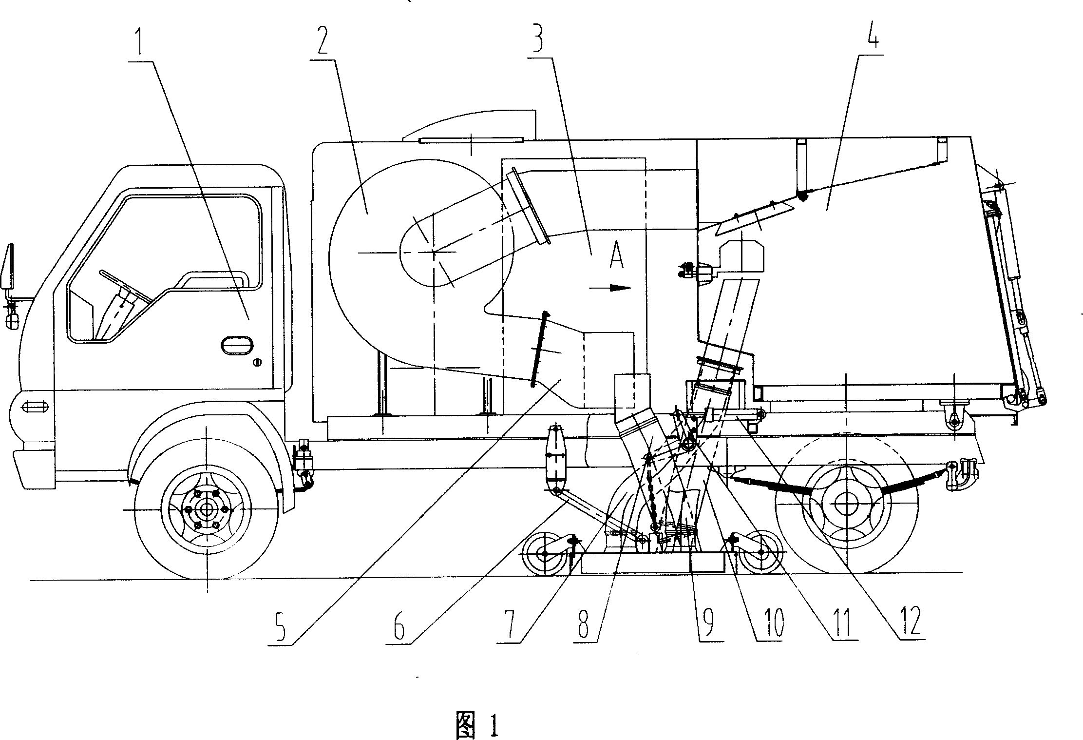 Only absorbing sweeper truck with combined suction nozzle
