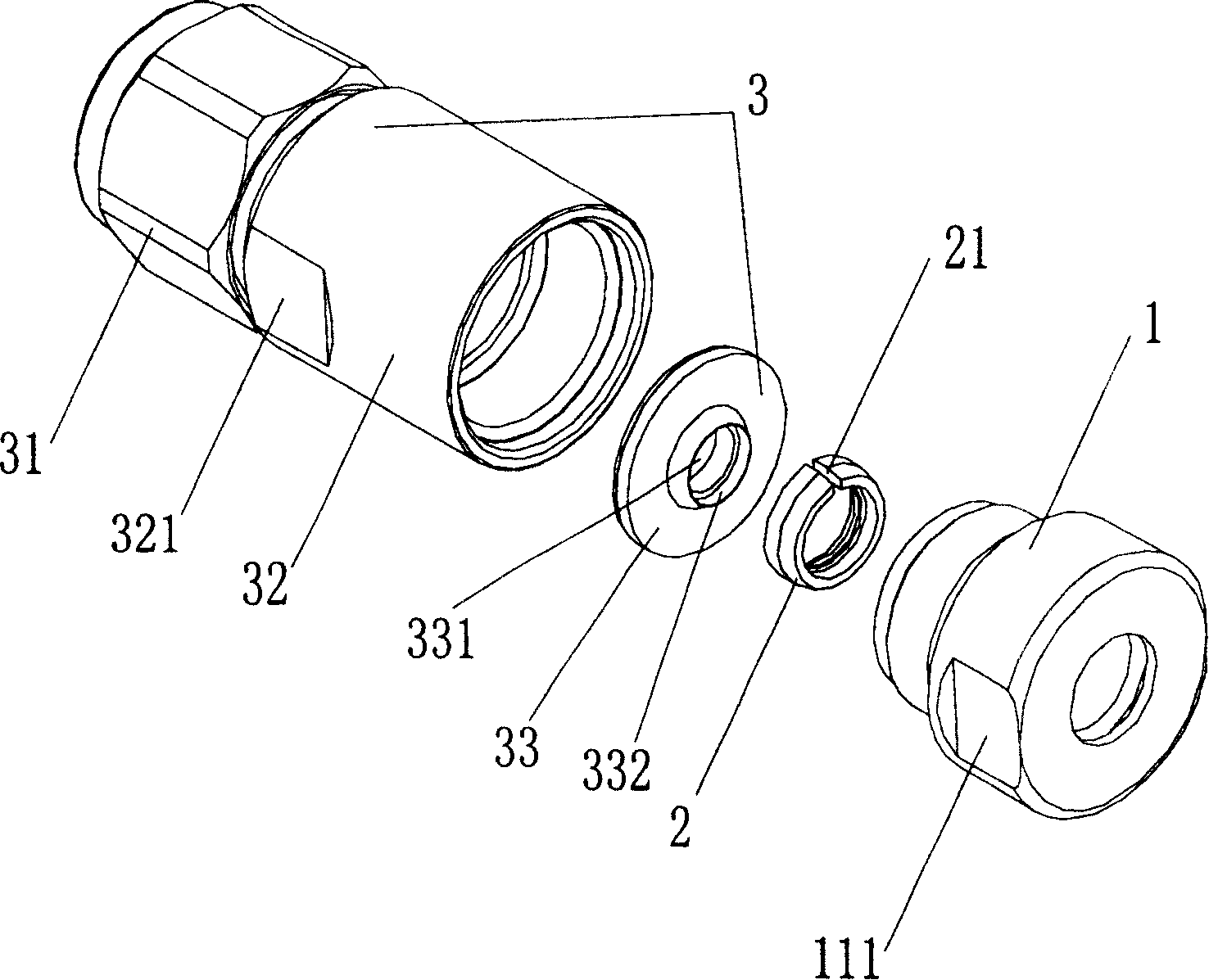 Coaxial corrugated tube cable connector with notched metal clip line structure