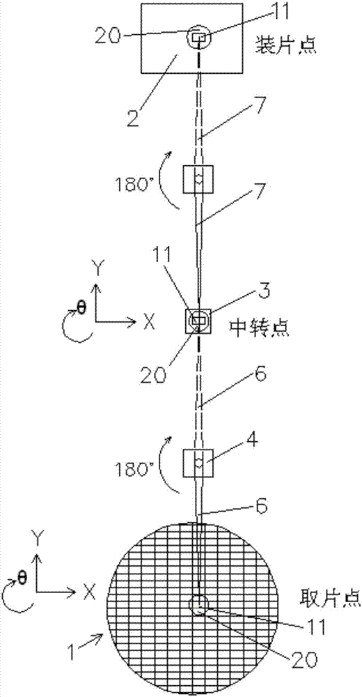 Relay type rapid chip taking and chip assembling device and chip assembling machine employing same